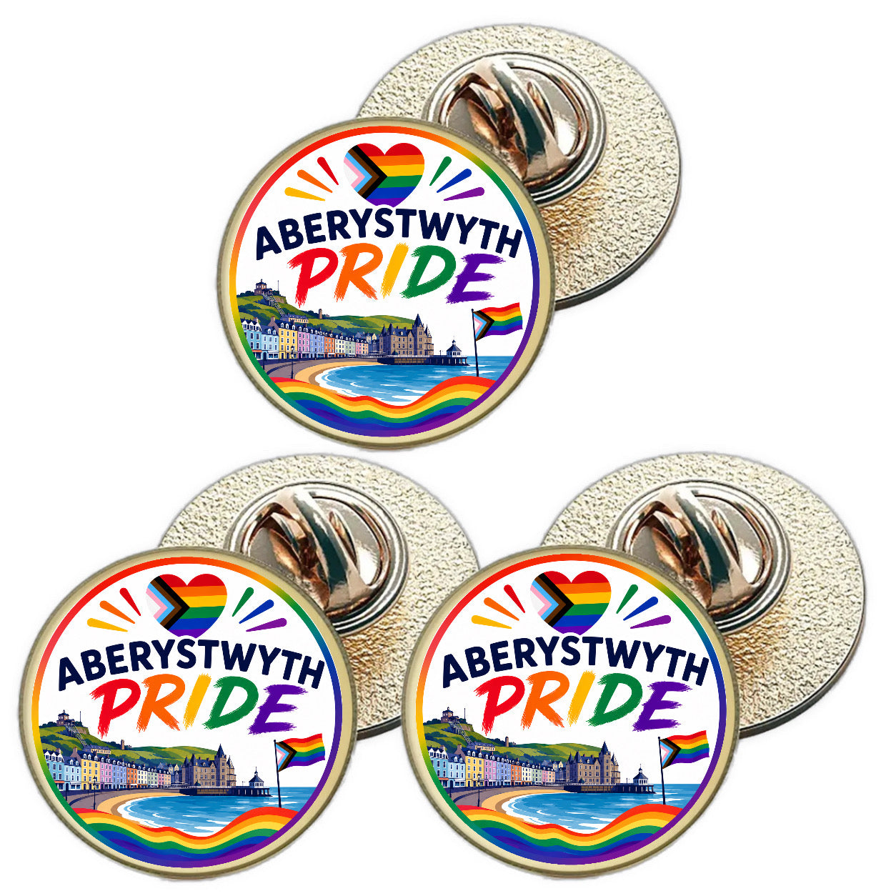 3 x Aberystwyth Pride LGBTQ+ (BU30) Lapel Pin Badges
