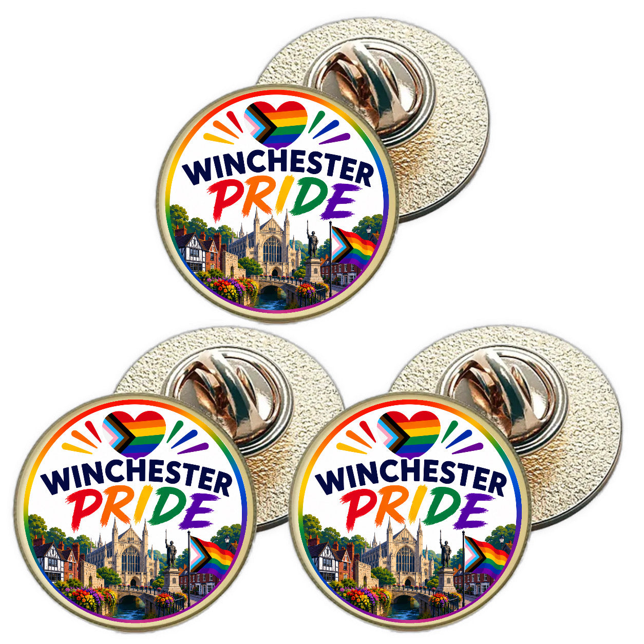 3 x Winchester Pride LGBTQ+ (BU30) Lapel Pin Badges