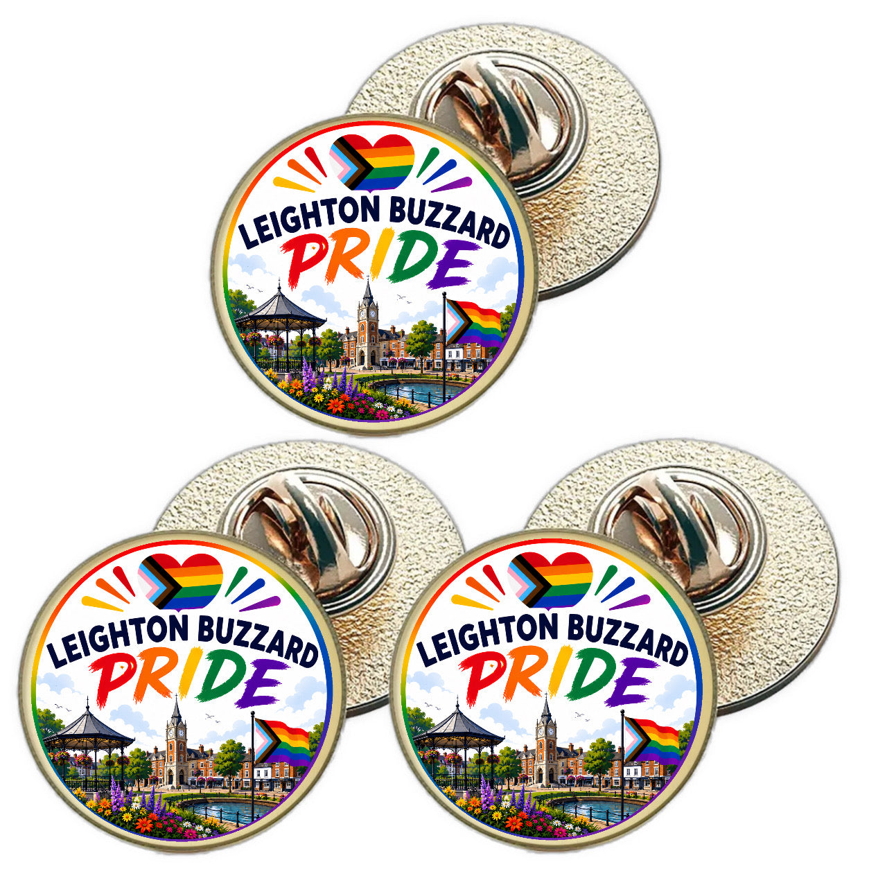 3 x Leighton Buzzard Pride LGBTQ+ (BU30) Lapel Pin Badges
