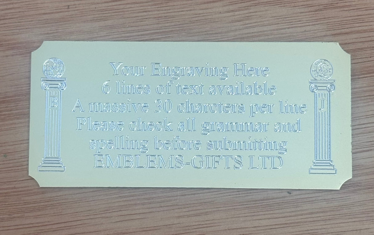 Personalised Masonic Gold Plate (MP110) 82 mm x 38 mm