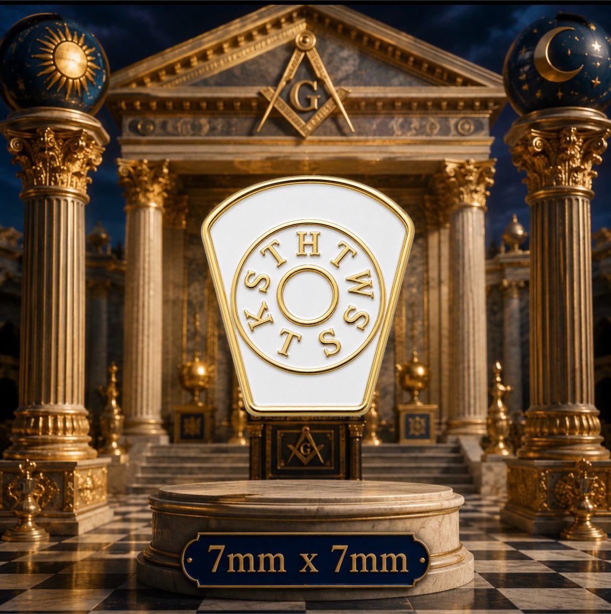 Small White Masonic Keystone Enamel Lapel Pin Badge – 7mm x 7mm