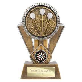 Personalised Apex Ikon Darts Trophy 180mm – Gold & Silver with Free Engraving