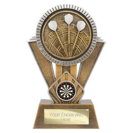 Personalised Apex Ikon Darts Trophy 180mm – Gold & Silver with Free Engraving