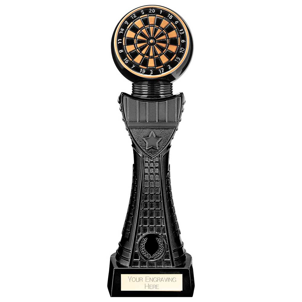 Personalised Black Viper Tower Darts Award 300mm – Gold & Black with Free Engraving