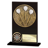 Personalised Ikon Hero Darts Glass Award 125mm – Black with Free Engraving