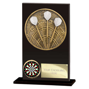 Personalised Ikon Hero Darts Glass Award 125mm – Black with Free Engraving