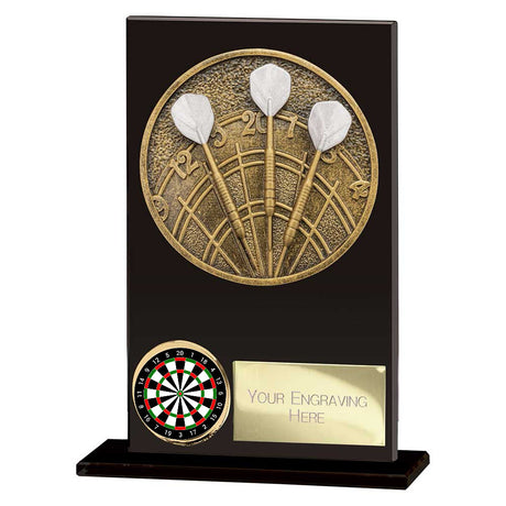 Personalised Ikon Hero Darts Glass Award 125mm – Black with Free Engraving