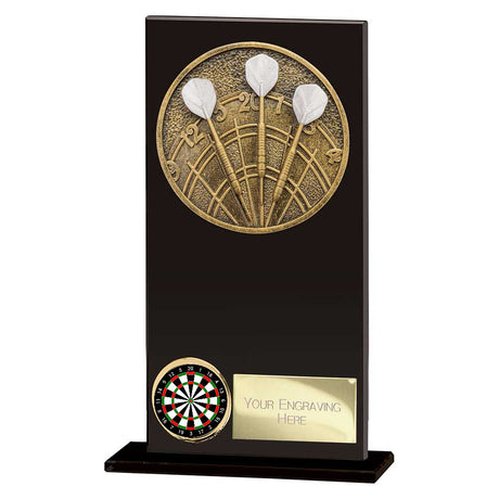 Personalised Ikon Hero Darts Glass Award 160mm – Black with Free Engraving