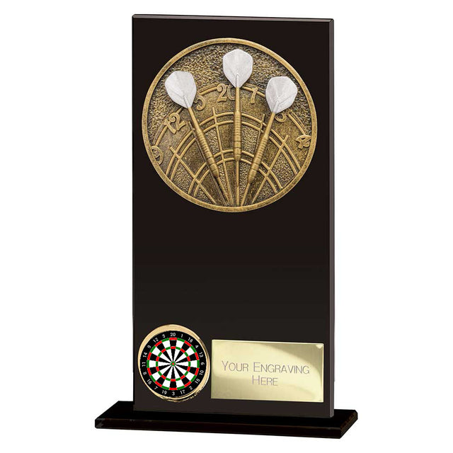 Personalised Ikon Hero Darts Glass Award 160mm – Black with Free Engraving