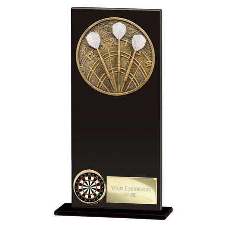 Personalised Ikon Hero Darts Glass Award 180mm – Black with Free Engraving 