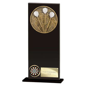 Personalised Ikon Hero Darts Glass Award 200mm – Black with Free Engraving