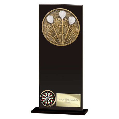 Personalised Ikon Hero Darts Glass Award 200mm – Black with Free Engraving