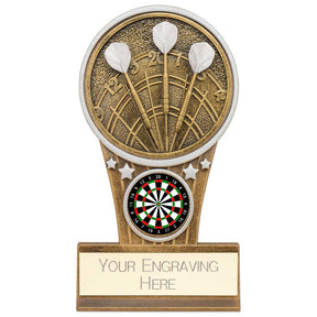 Personalised Ikon Tower Darts Award 125mm – Gold and Silver with Free Engraving