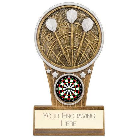 Personalised Ikon Tower Darts Award 125mm – Gold and Silver with Free Engraving