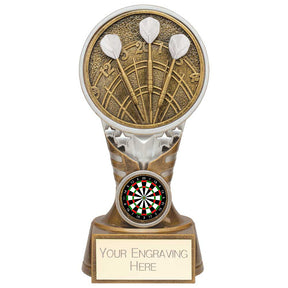 Personalised Ikon Tower Darts Award 150mm – Gold and Silver with Free Engraving