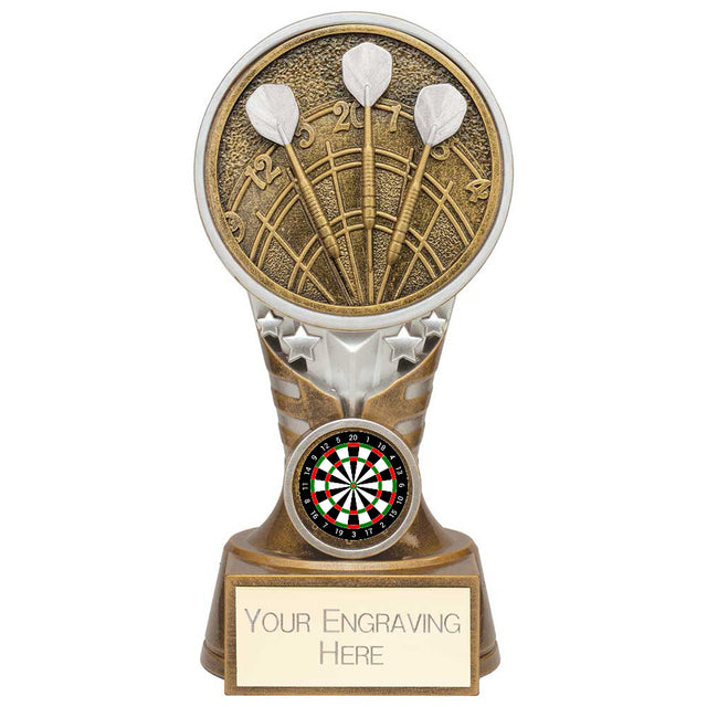 Personalised Ikon Tower Darts Award 150mm – Gold and Silver with Free Engraving