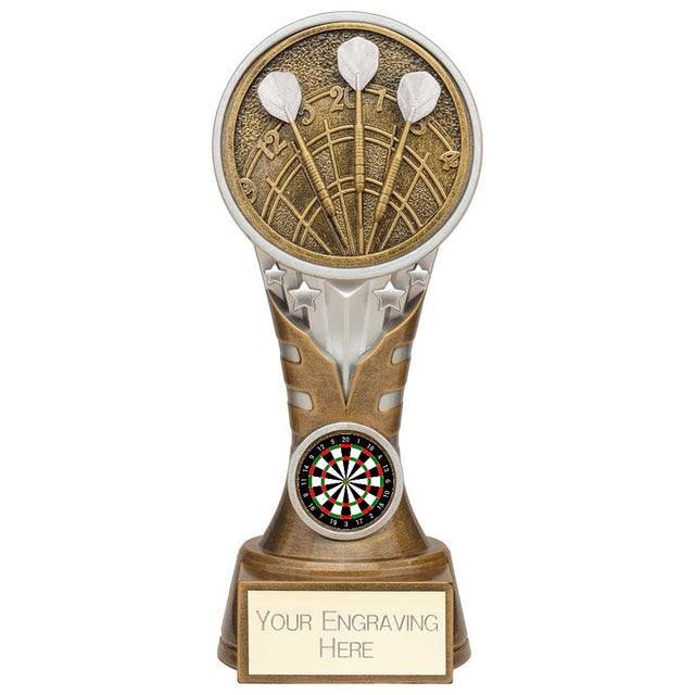Personalised Ikon Tower Darts Award 175mm – Gold and Silver with Free Engraving 