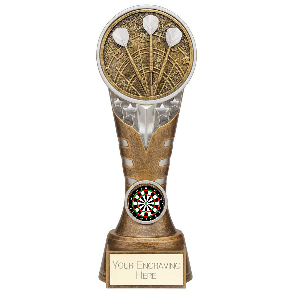 Personalised Ikon Tower Darts Award 200mm – Gold and Silver with Free Engraving