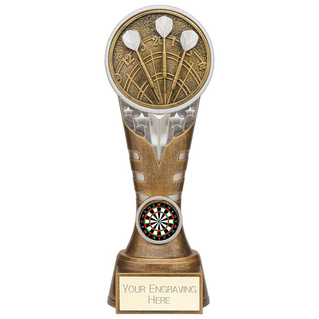 Personalised Ikon Tower Darts Award 200mm – Gold and Silver with Free Engraving