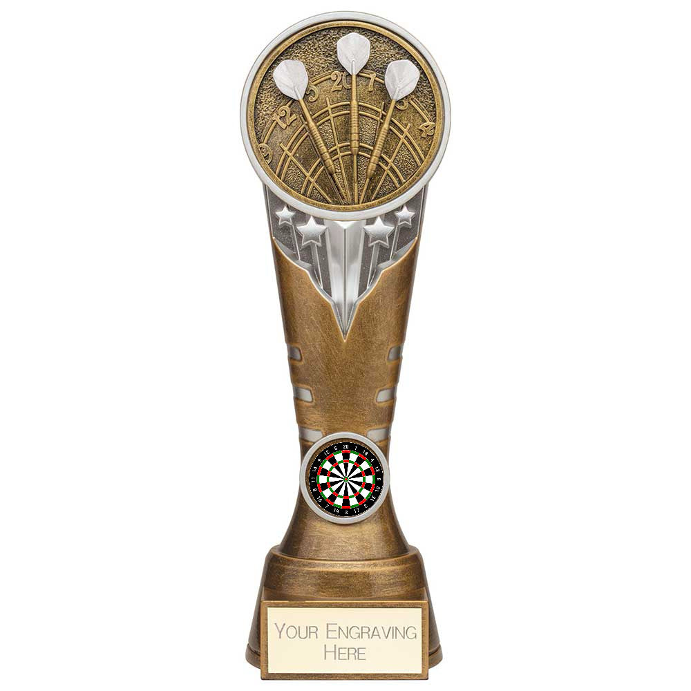 Personalised Ikon Tower Darts Award 225mm – Gold and Silver with Free Engraving