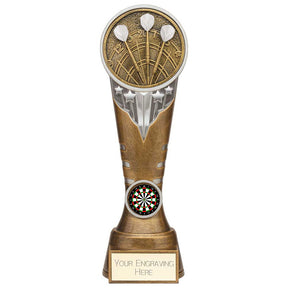 Personalised Ikon Tower Darts Award 225mm – Gold and Silver with Free Engraving