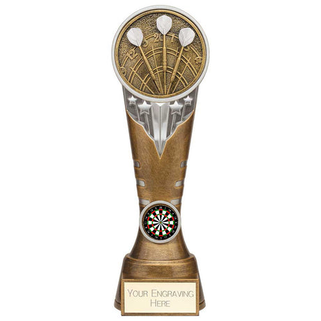 Personalised Ikon Tower Darts Award 225mm – Gold and Silver with Free Engraving