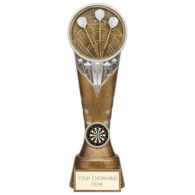 Personalised Ikon Tower Darts Award 225mm – Gold and Silver with Free Engraving