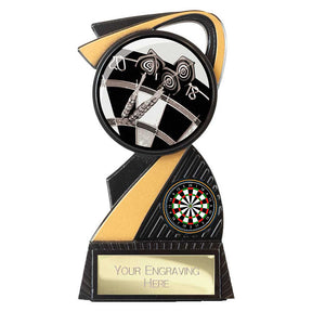 Personalised Darts Mania Award 130mm – Black and Gold with Free Engraving