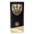 Personalised black and gold solid block darts award with antique gold darts emblem, colour darts centre and free engraved plate