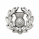 Pewter Scottish thistle pin badge with detailed thistle and leaves