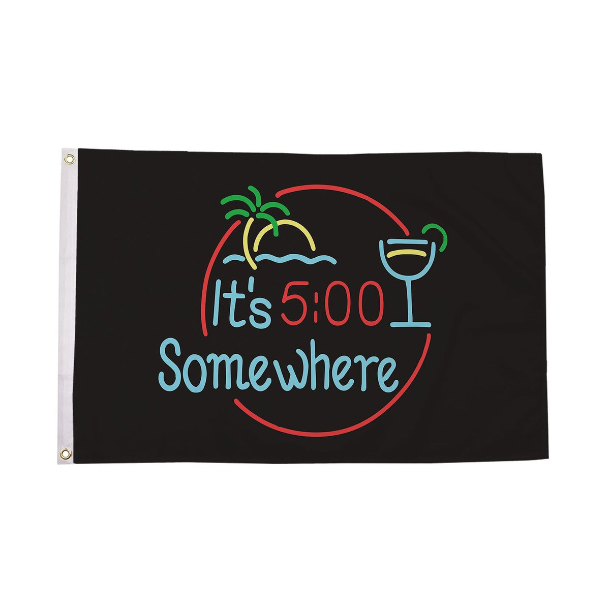 Flagmania It's 5 O'Clock Somewhere Neon 8ft x 5ft polyester flag