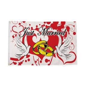 Flagmania Just Married 8ft x 5ft polyester flag