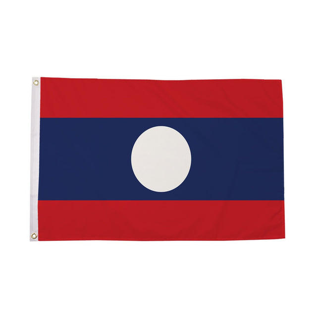 Flagmania Laos 3ft x 2ft Polyester Flag on white background