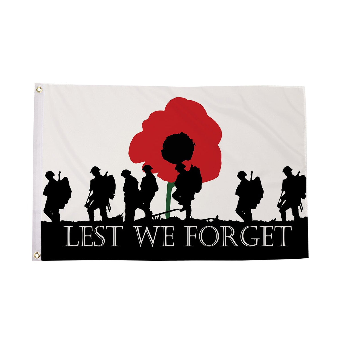 Flagmania Lest We Forget (Army) 3ft x 2ft Polyester Flag on white background