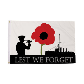 Flagmania Lest We Forget (Navy) 3ft x 2ft Polyester Flag on white background
