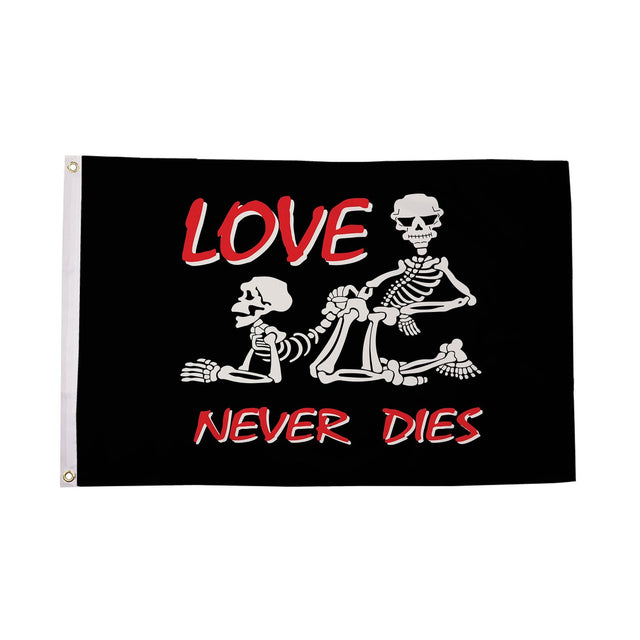 Flagmania Love Never Dies 3ft x 2ft Polyester Flag on white background