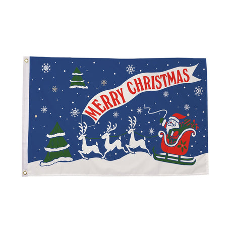 Flagmania Merry Christmas Blue 5ft x 3ft Polyester Flag