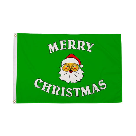 Flagmania Merry Christmas Green 5ft x 3ft Polyester Flag