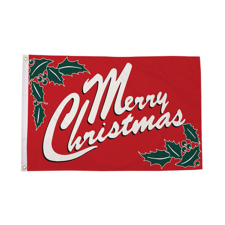 Flagmania Merry Christmas Red 5ft x 3ft Polyester Flag