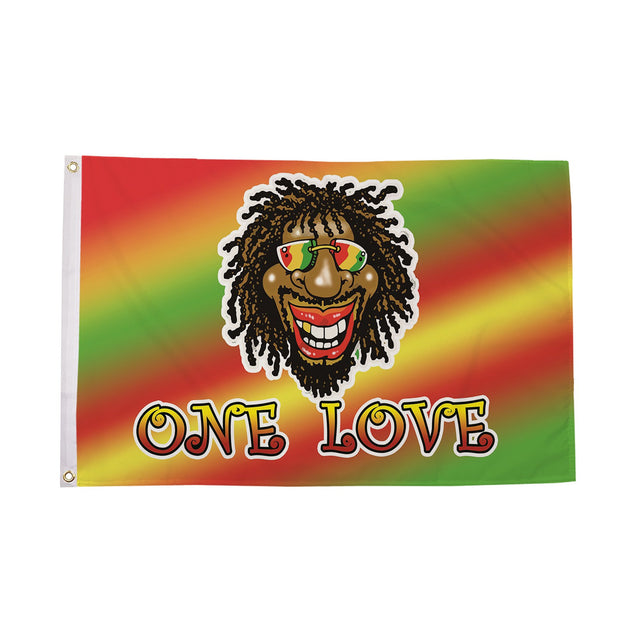 Flagmania One Love Rasta Man 8ft x 5ft polyester flag
