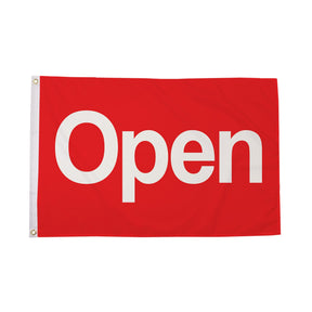 Flagmania Open (Red) 3ft x 2ft Polyester Flag on white background