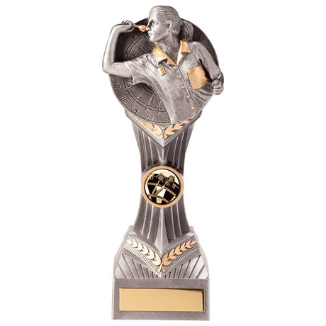 Personalised Falcon Darts Female Award 210mm – Silver and Gold with Free Engraving 