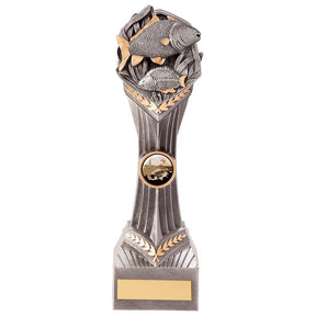 Resin fishing trophy with fish design and free personalised engraving for angling competitions