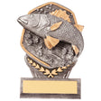 Resin fishing trophy with fish design and free personalised engraving for angling competitions