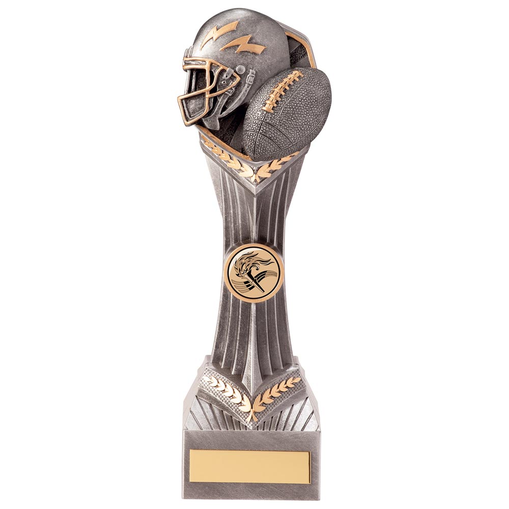 Falcon American Football Trophy in silver and gold with 25mm sports centre and free personalised engraving.