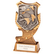 Titan resin fishing trophy featuring a fish shield design with free personalised engraving