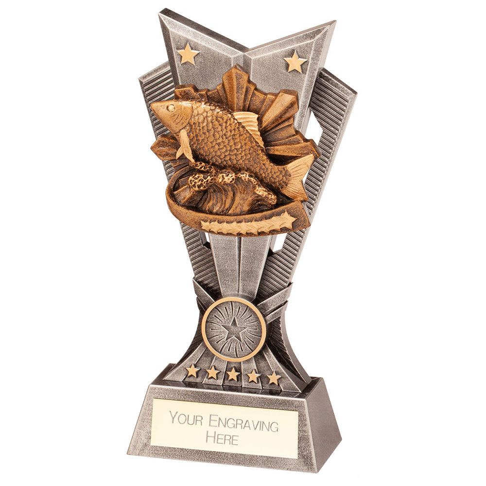 Spectre resin fishing trophy with detailed fish design and free personalised engraving
