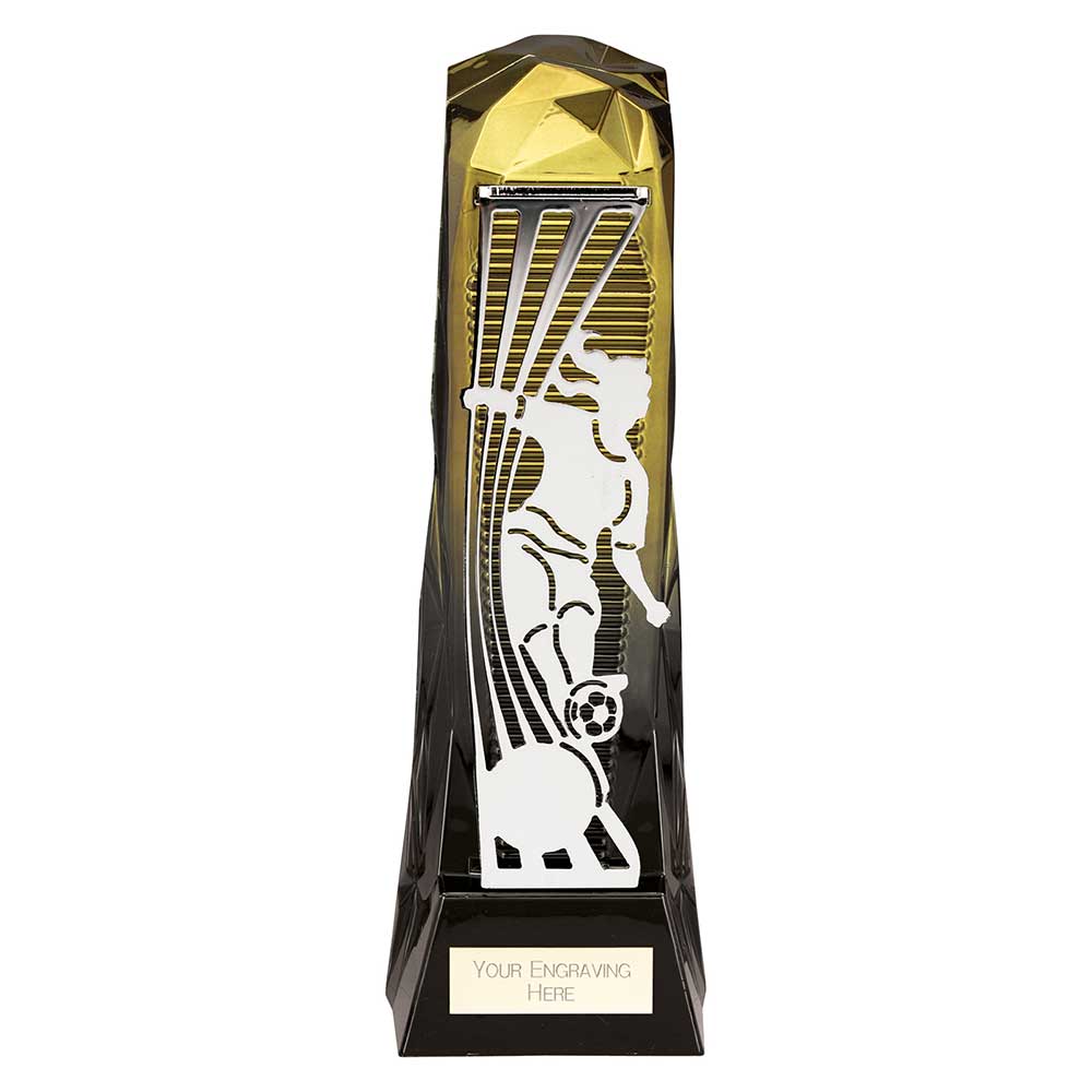 Shard Football Female Award in gold and black featuring a female football silhouette with free personalised engraving.