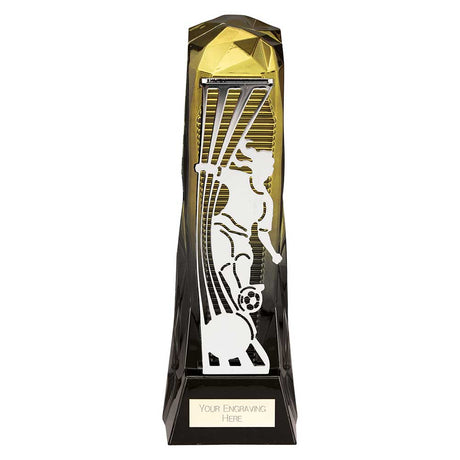 Shard Football Female Award in gold and black featuring a female football silhouette with free personalised engraving.