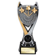 Personalised Wolverine resin darts trophy with gold, black and silver finish, dartboard design and free engraved plate